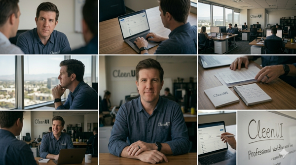 Shawn Livermore and the CleenUI team working through the framework and codebase in the office