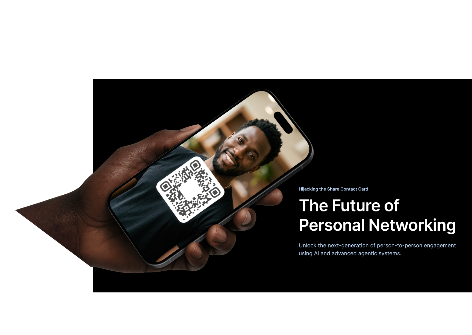 Digital contact card platform — product preview on web and iOS.